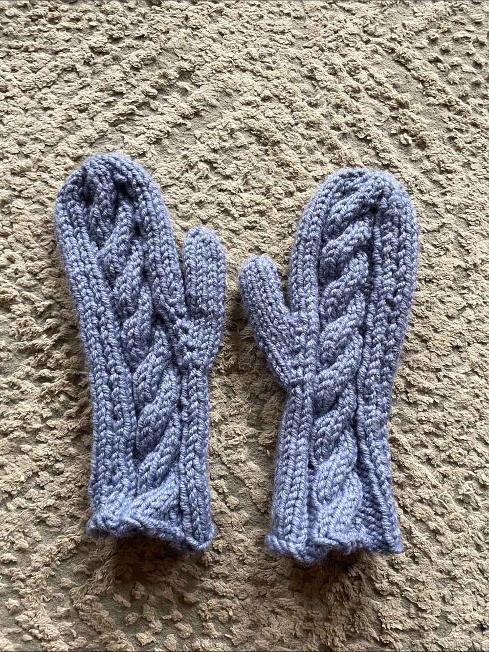 Kids Cable Knit Mittens in Light Purple - Cozy Winter Gloves